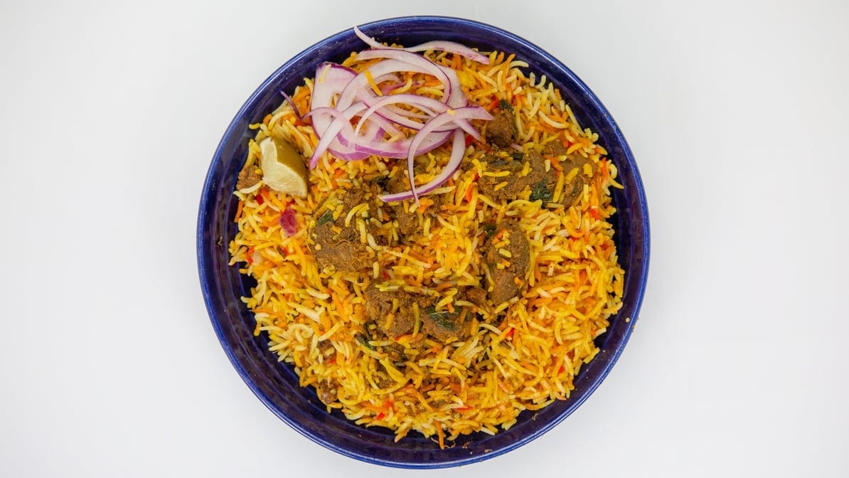 Ghee Roast Goat Biryani.