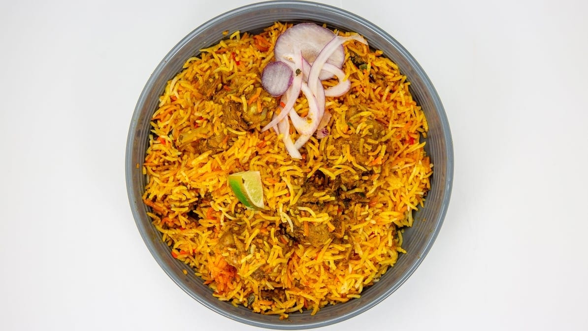 Ghee Roast Chicken Biryani.