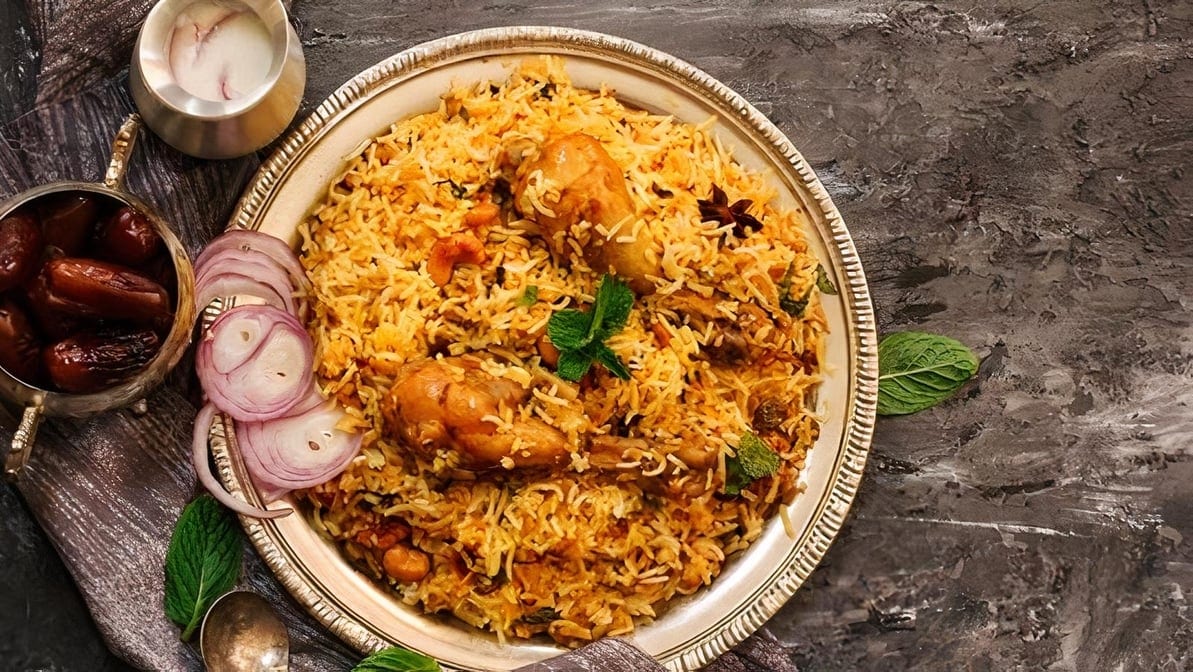 Hyderabadi Chicken Dum Biryani.